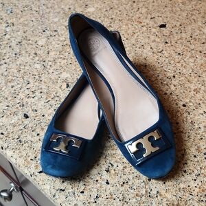 Tory Burch Gigi Navy Suede Flats Size 9M